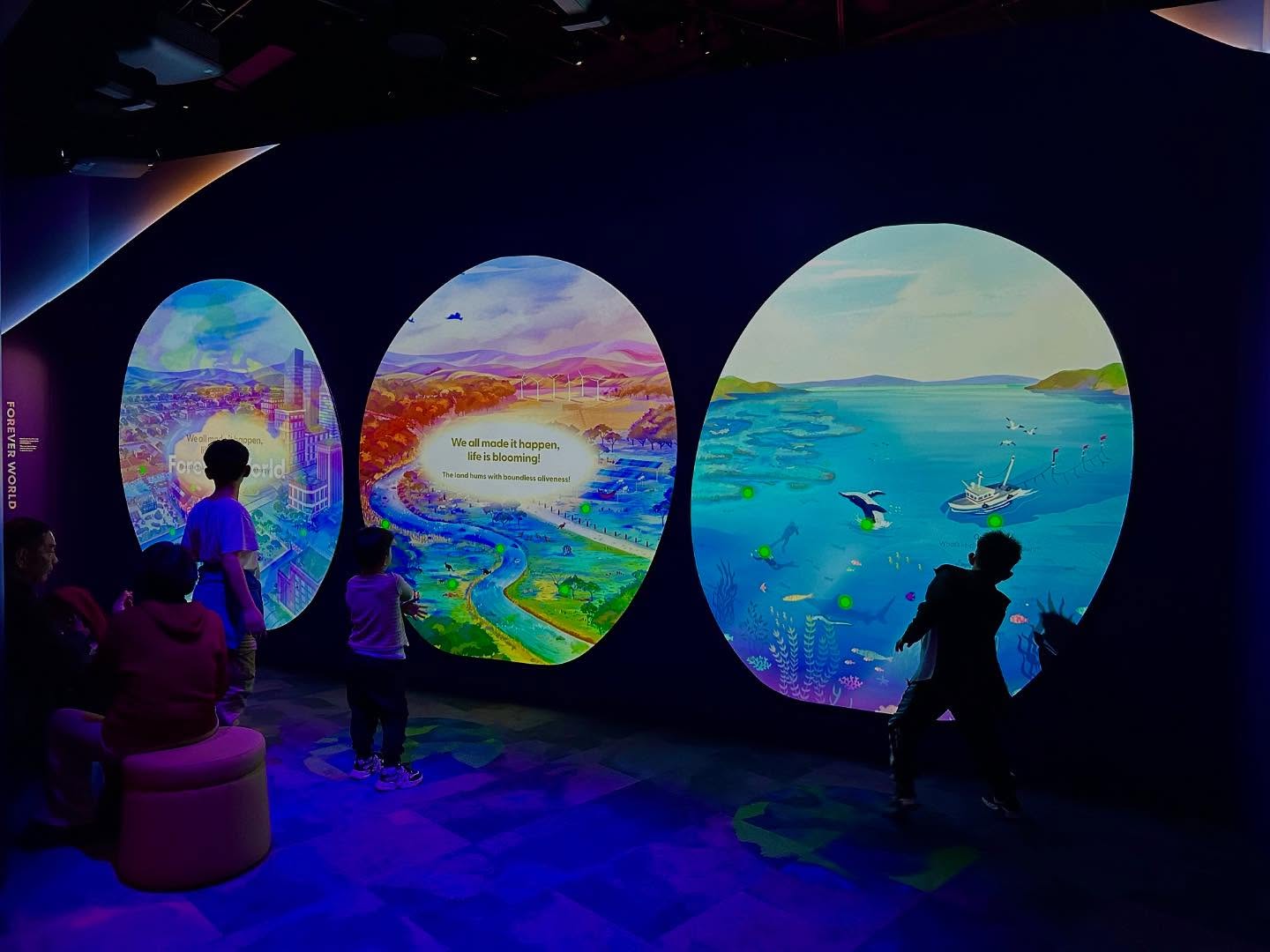 Visitors experiencing the installation