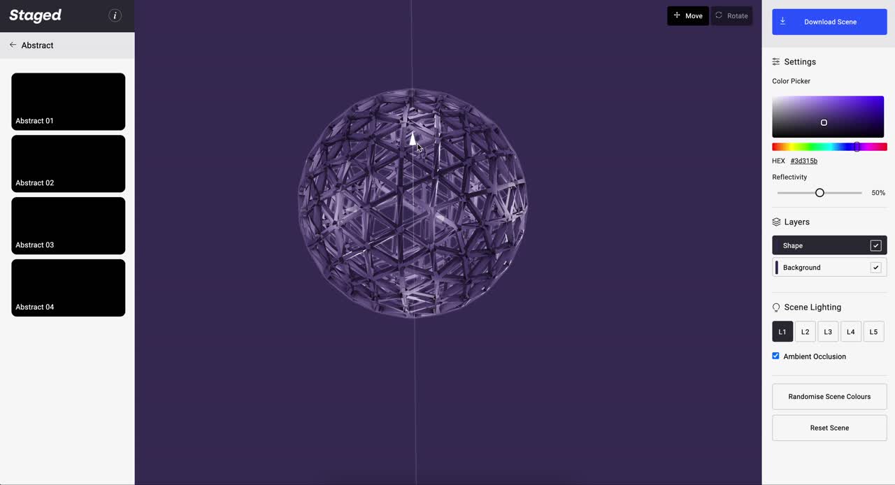 Staged 3D editor